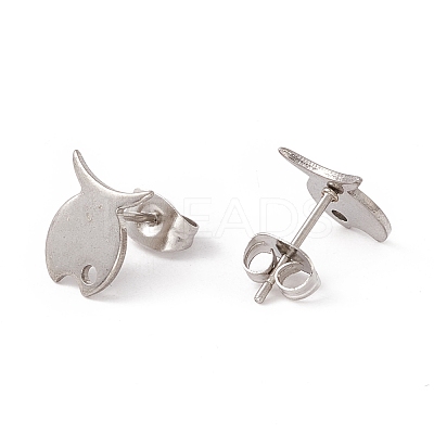 Non-Tarnish 201 Stainless Steel Stud Earring Findings with Hole EJEW-A071-11B-P-1