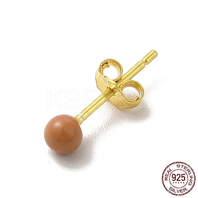 Enamel Round Ball Stud Earrings LS-EJEW-C020-01G-05-1