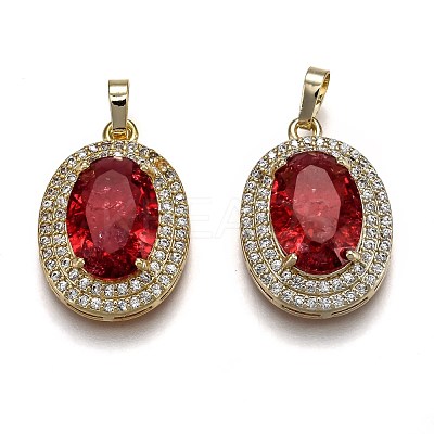 Golden Plated Brass Micro Pave Clear Cubic Zirconia Pendants ZIRC-F123-02L-1
