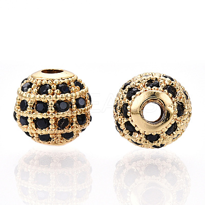 Rack Plating Brass Cubic Zirconia Beads ZIRC-S001-8mm-B-M-1