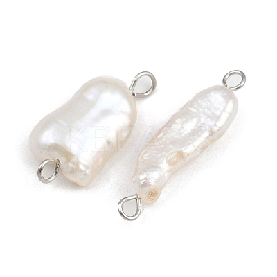 Natural Freshwater Pearl Keshi Pearl Nuggets Connector Charms STAS-D378-09P-1