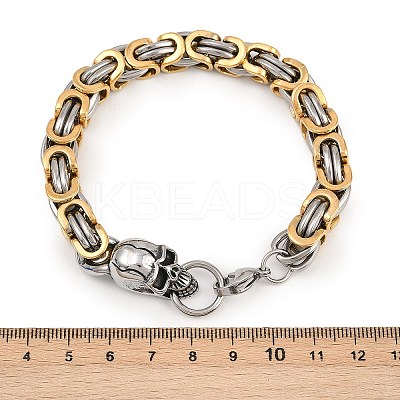 9MM 201 Stainless Steel Skull Byzantine Chain Bracelets for Men Women BJEW-B143-07ASG-1