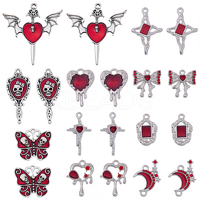 20Pcs 10 Styles Gothic Alloy Enamel Pendants FIND-SC0021-76-1