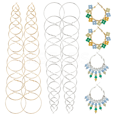 2 Colors Alloy Hoop Earring Sets EJEW-WR0001-02-1