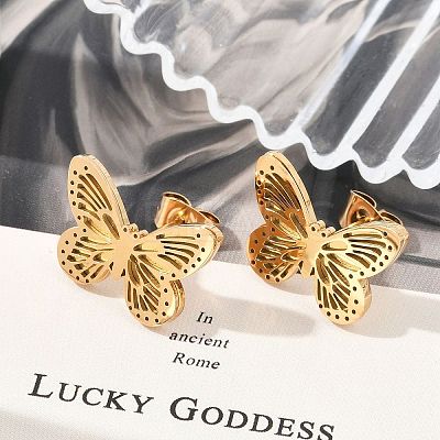304 Stainless Steel Stud Earrings EJEW-M070-15G-1