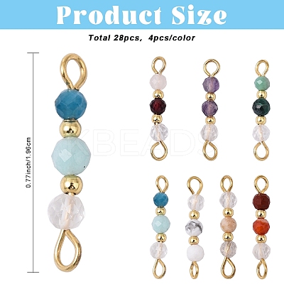 28Pcs 7 Styles Natural Gemstone Connector Charms HJEW-YW00201-1