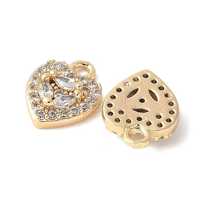 Brass Micro Pave Clear Cubic Zirconia Heart Pendants KK-A253-02G-1