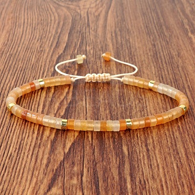 Natural Yellow Aventurinee Heishi Beads Adjustable Braided Bracelets for Men Women BX7041-21-1