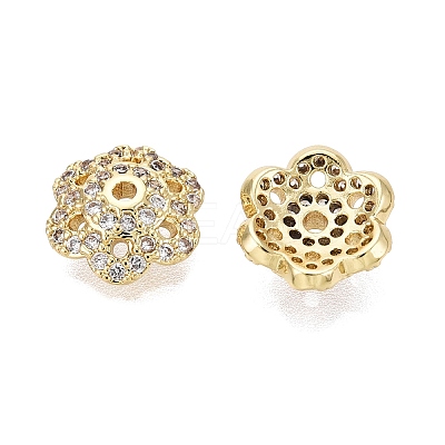 Brass Micro Pave Clear Cubic Zirconia Bead Caps KK-Q071-16G-02-1