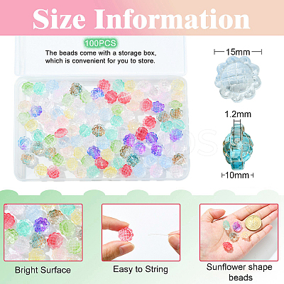100Pcs Transparent Spray Painted Glass Beads GLAA-CJ0002-26-1