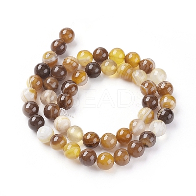 Natural Striped Agate/Banded Agate Beads Strands G-G582-8mm-51-1