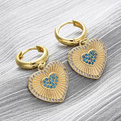 Brass Cubic Zirconia Hoop Earrings EJEW-Q042-02A-G-1
