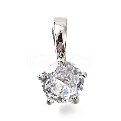 Brass Micro Pave Cubic Zirconia Charms KK-D356-05A-P-1