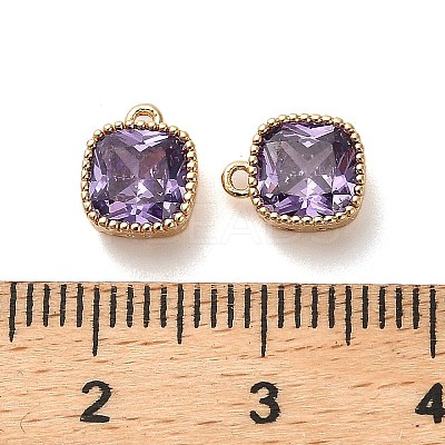 Brass Micro Pave Clear Cubic Zirconia Charms KK-B110-01G-01-1