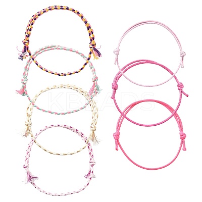 14Pcs 7 Colors Cotton Cord Bracelet Set for Men Women BJEW-FS00025-01-1