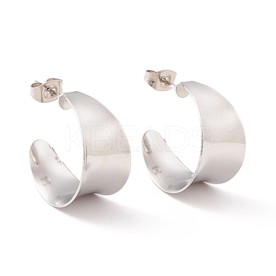 Non-Tarnish 304 Stainless Steel Chunky C-shape Stud Earrings EJEW-P198-09P-1