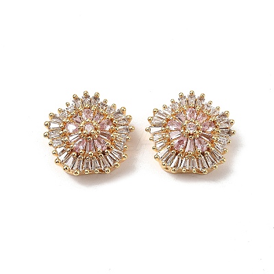 Brass Micro Pave Cubic Zirconia Beads KK-A259-11G-02-1