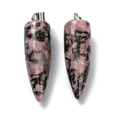 Natural Rhodonite Pointed Pendants G-D040-01P-B14-1