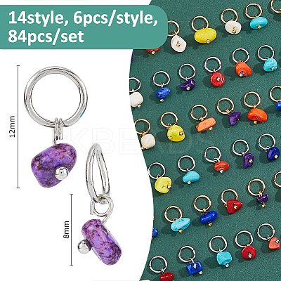 84Pcs 14 Style Synthetic Turquoise Pendant PALLOY-FH00074-1