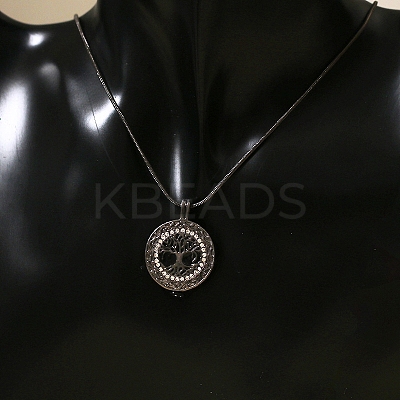 Alloy Tree of Life Urn Ashes Pendant Round Snake Chain Necklaces for Women Men PW-WG68F6E-01-1