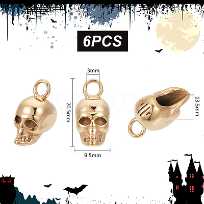 6Pcs Retro 304 Stainless Steel Pendants STAS-UN0060-20G-1