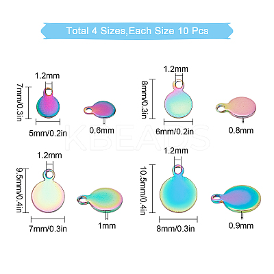 40Pcs 4 Size PVD Vacuum Plating 304 Stainless Steel Charms STAS-SC0002-32MC-1
