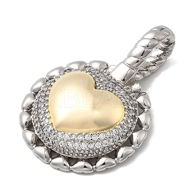 Brass Micro Pave Clear Cubic Zirconia Pendants KK-H519-15A-GP-1