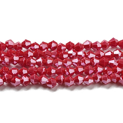 Opaque Solid Color Electroplate Glass Beads Strands GLAA-F029-P4mm-C02-1