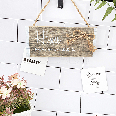 Natural Wood Hanging Wall Decorations for Front Door Home Decoration HJEW-WH0012-02-1