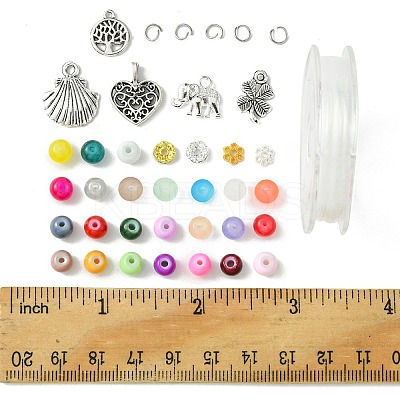DIY Glass Beads & Alloy Pendant Bracelets Jewelry Making Kits DIY-FS0006-25-1