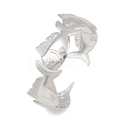 304 Stainless Steel Cuff Bangles for Women BJEW-P372-01P-1