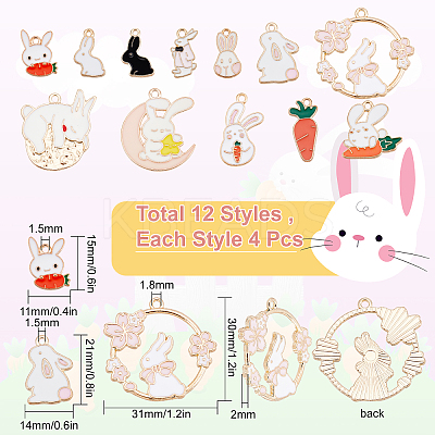 48Pcs 12 Style Alloy Enamel Pendants ENAM-SC0002-83-1