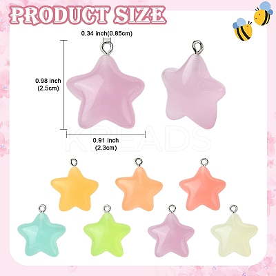 7 Colors Luminous Transparent Resin Pendants RESI-YW0005-24B-1