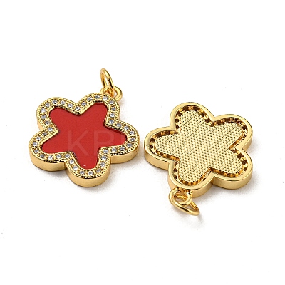 Brass Micro Pave Cubic Zirconia with Synthetic Turquoise Pendants KK-K356-24D-G-1