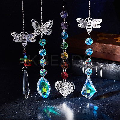4Pcs 4 Style Hanging Suncatcher AJEW-SC0001-53-1