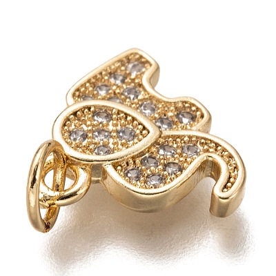 Brass Micro Pave Clear Cubic Zirconia Charms ZIRC-C020-35G-1
