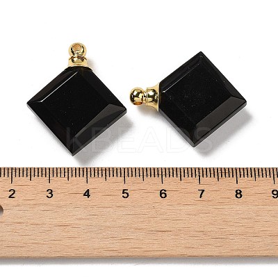 Natural Obsidian Perfume Bottle Pendants G-Z039-05G-03-1