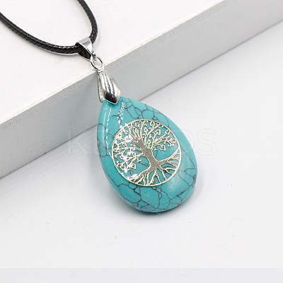 Synthetic Turquoise Pendant Necklaces FS-WG13773-11-1