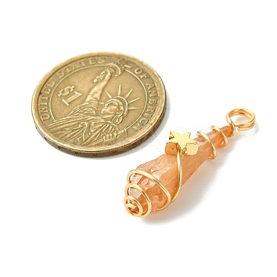2Pcs Electroplated Natural Quartz Crystal Dyed Copper Wire Wrapped Pendants PALLOY-JF03174-01-1