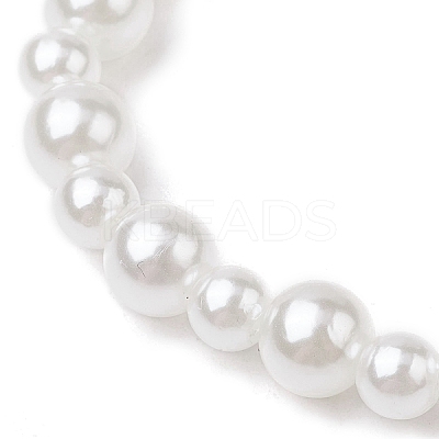Kids ABS Plastic Imitation Pearl Round Beads Stretch Bracelets BJEW-JB11558-03-1