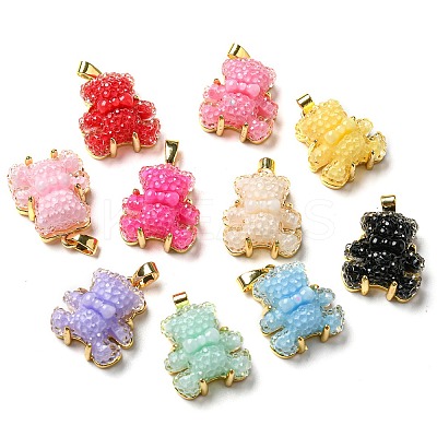 Druzy Resin Pendants RESI-G086-04G-1