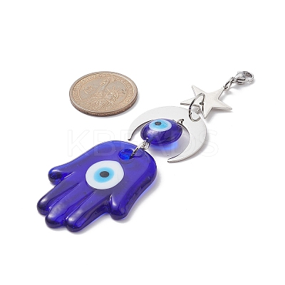 Handmade Evil Eye Lampwork Pendants Decorations HJEW-JM01008-1