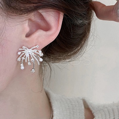 Firework Shape Alloy Crystal Rhinestone Stud Earrings for Women AL-CBABDC0-01P-1