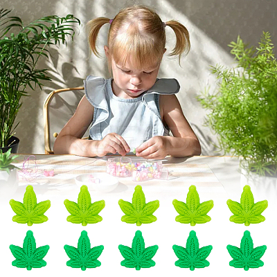 24Pcs 2 Colors Maple Leaf Silicone Focal Beads SIL-GO0001-06-1