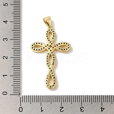 Rack Plating Brass Micro Pave Clear Cubic Zirconia Pendants KK-P267-13G-1