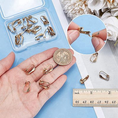 20Pcs Ion Plating(IP) 304 Stainless Steel Clip-on Earring Findings STAS-AR0002-53G-1