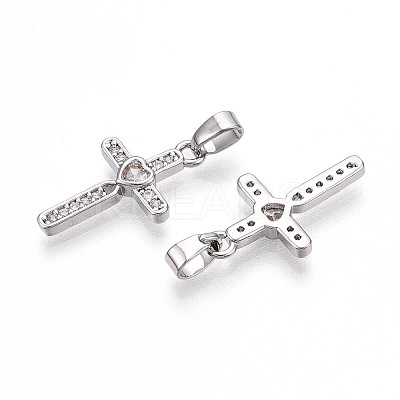 Brass Micro Pave Cubic Zirconia Pendants KK-T070-77P-1