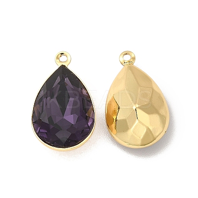 Rack Plating Brass Glass Pendants KK-A177-22G-02-1