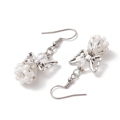 Angel Handmade Glass Seed Beads Dangle Earrings for Women EJEW-MZ00394-1