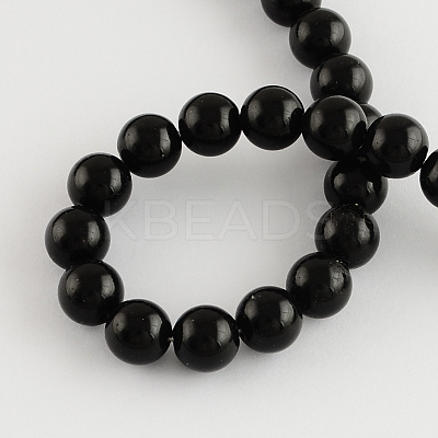 Natural Black Onyx Round Bead Strands X-G-R198-4mm-1